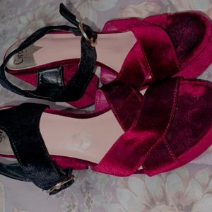 velvet wedge heels